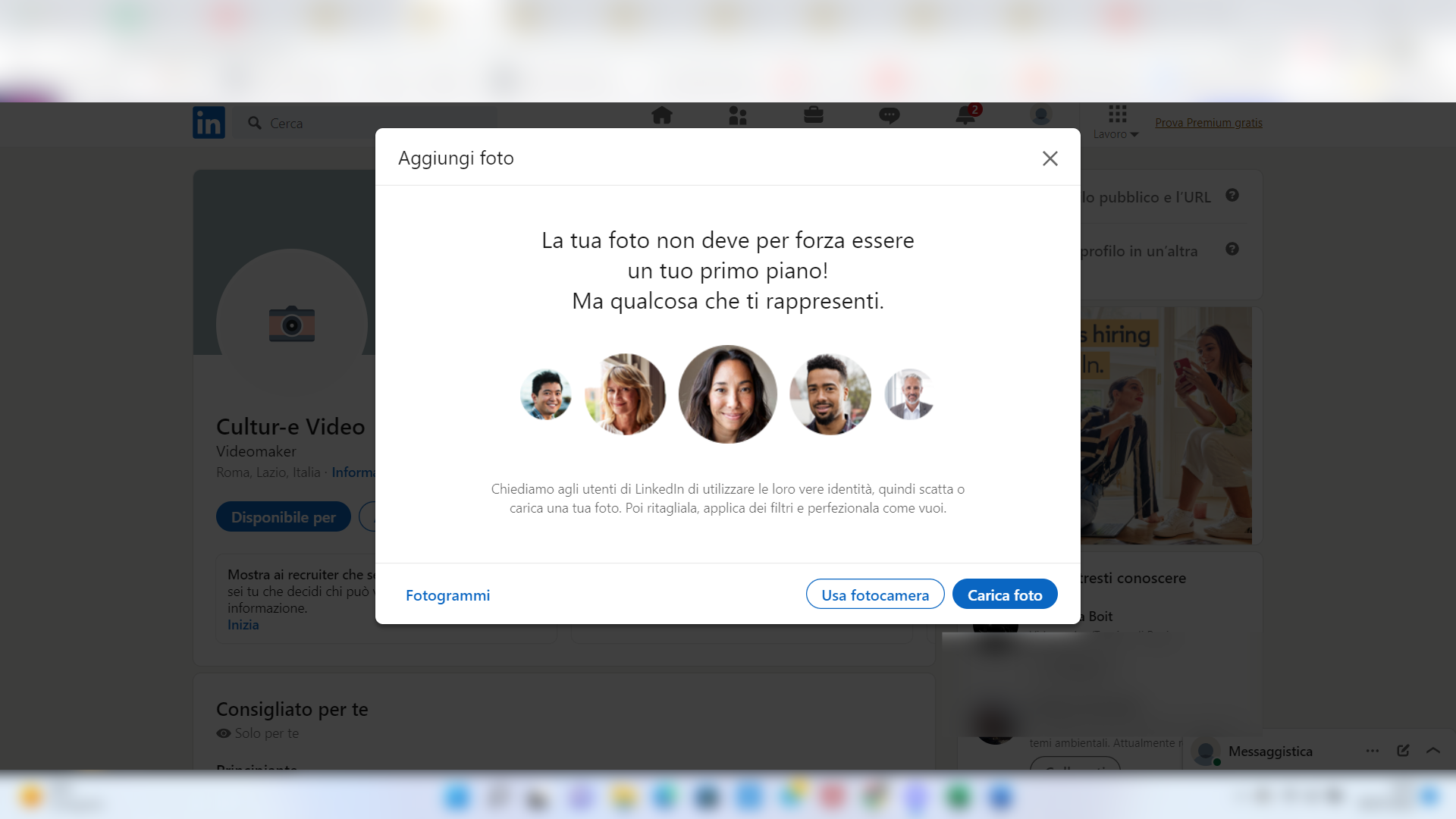 LinkedIn, caricare una foto LinkedIn, caricare una foto