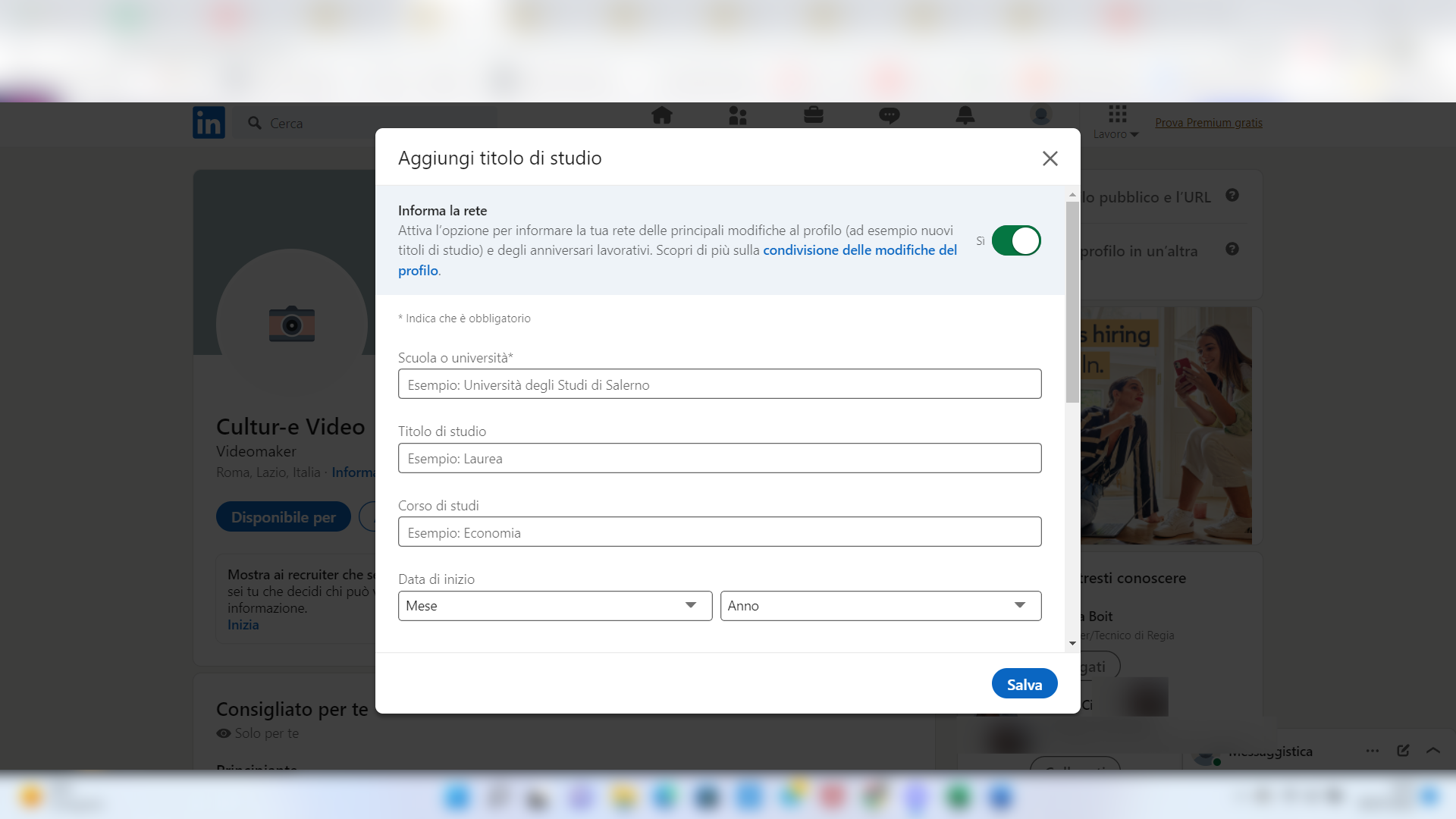 Percorso di studi su LinkedIn Percorso di studi su LinkedIn