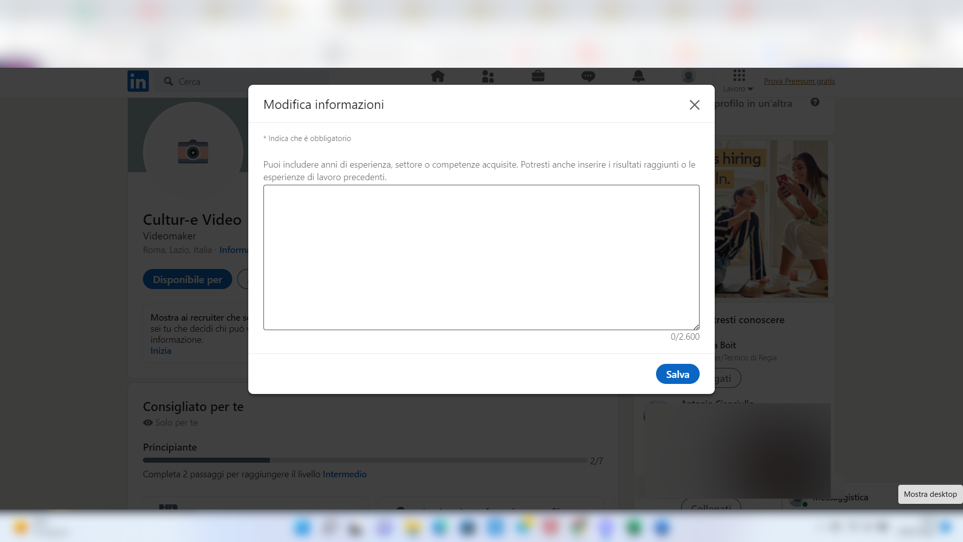 Riepilogo su LinkedIn Riepilogo su LinkedIn