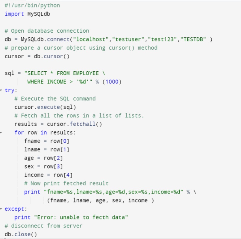 Leggere i dati con Python
