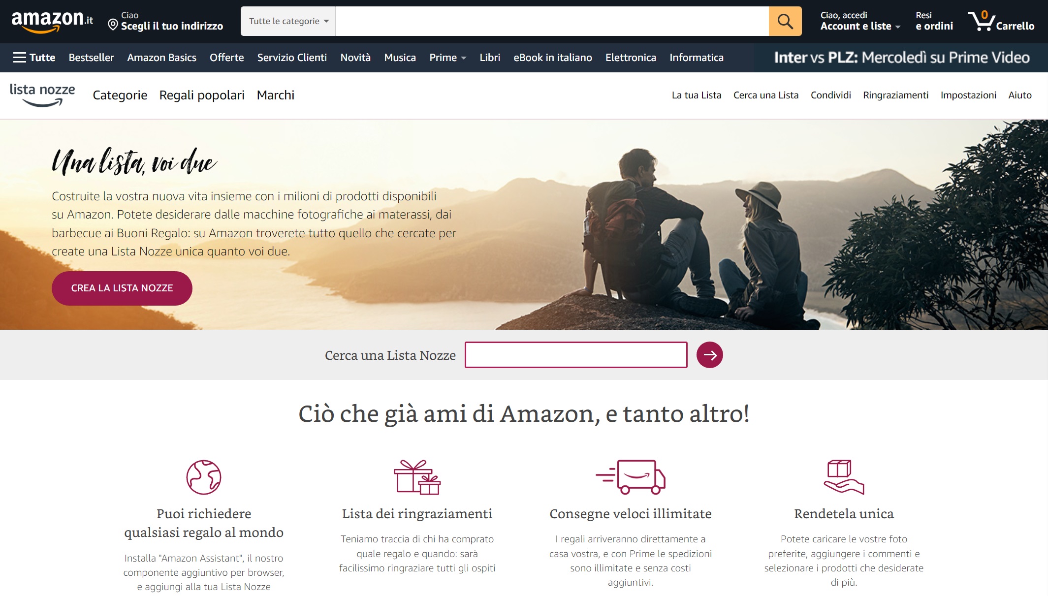 Lista nozze su amazon