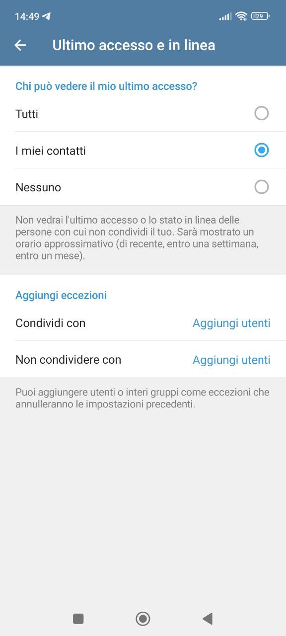 Telegram ultimo accesso Telegram ultimo accesso
