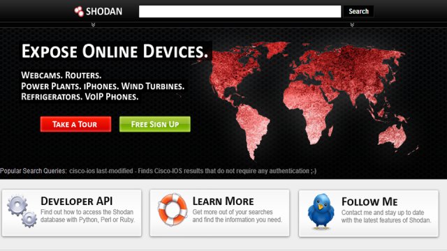 La homepage di Shodan