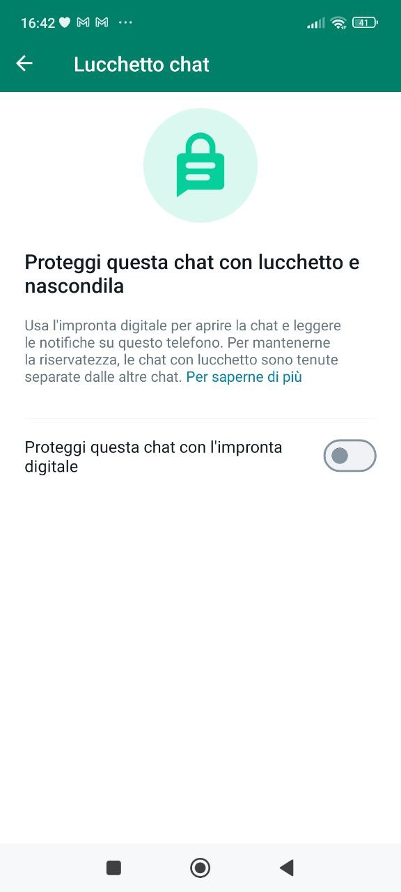 Lucchetto chat di WhatsApp
