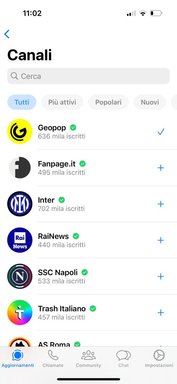 Canali whatsapp Canali whatsapp