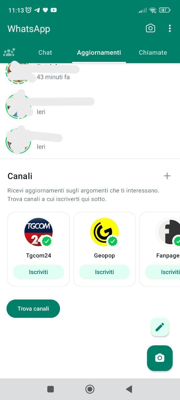 Trovare canali WhatsApp Android Trovare canali WhatsApp Android