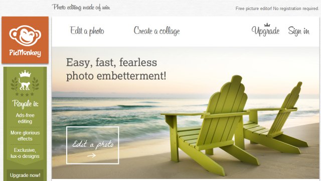 La home page di PicMonkey