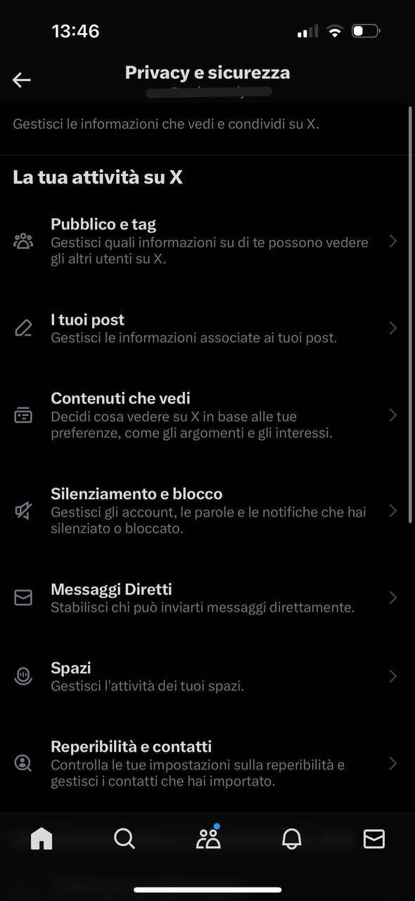 Controllo privacy su X Controllo privacy su X