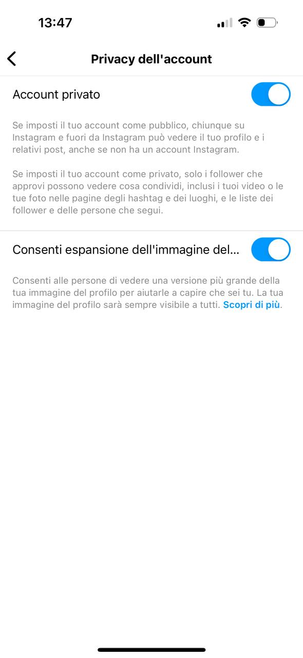 Controllo privacy su Instagram