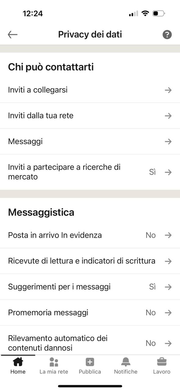 Controllo privacy su LinkedIn