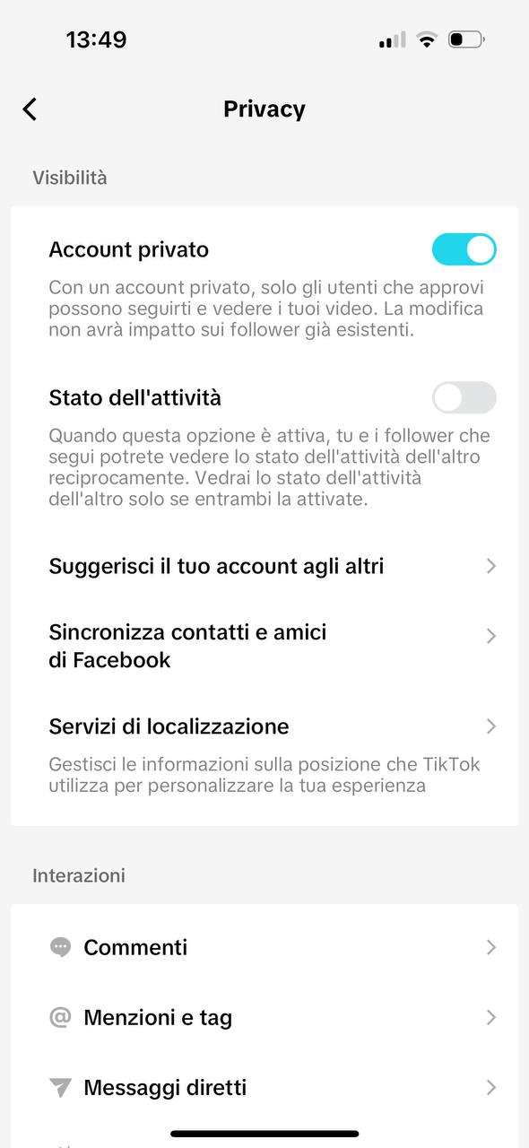 Le impostazioni sulla privacy su TikTok