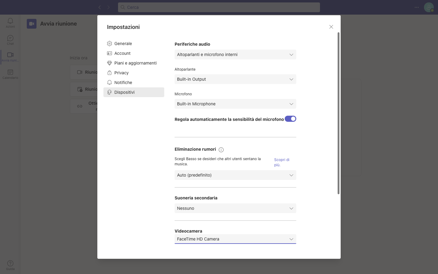 Teams, impostazioni Teams, impostazioni