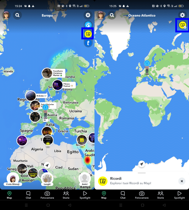 Esplorare ricordi Snapchat