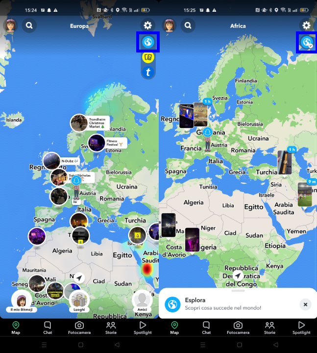 Esplora mondo con Snapchat