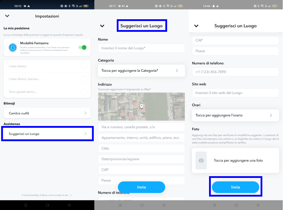 Suggerire un luogo su Snapchat Suggerire un luogo su Snapchat