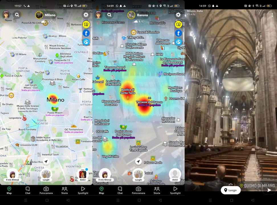 Storie snapchat in una posizione