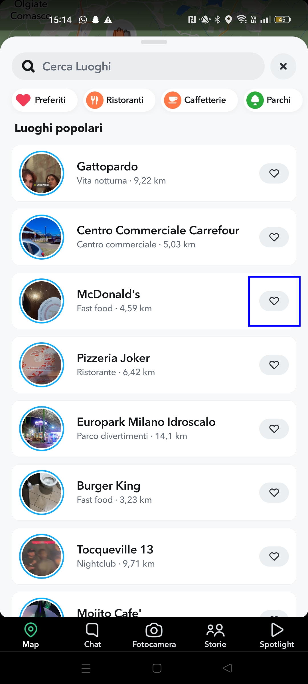 Salvare un luogo Snapchat Salvare un luogo Snapchat