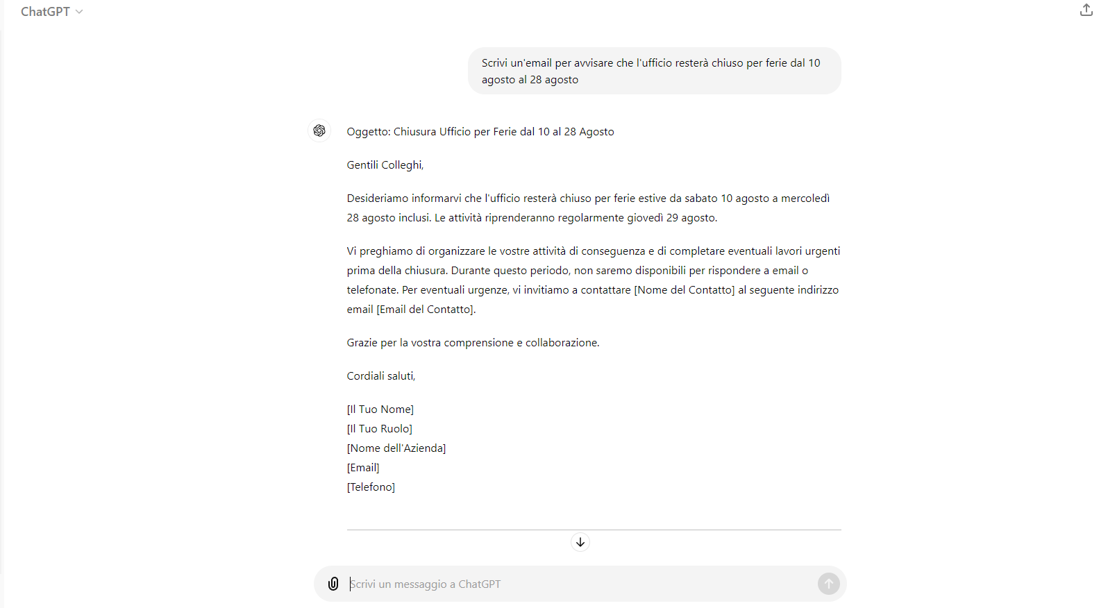 Scrivere una mail con ChatGPT Scrivere una mail con ChatGPT