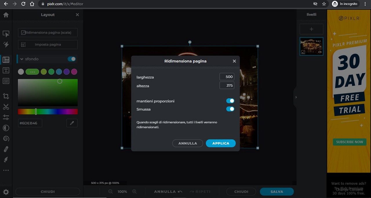 Modificare l'immagine Modificare l'immagine