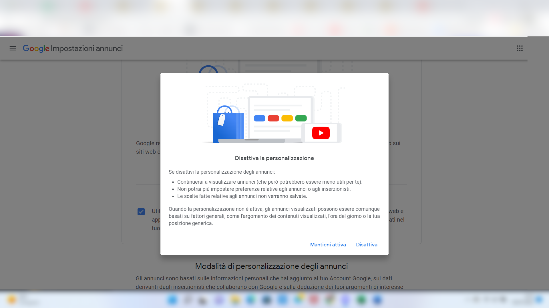Disattivare gli annunci Google personalizzati Disattivare gli annunci Google personalizzati