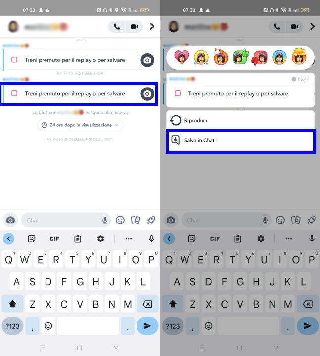 Salvare snap dopo visualizzazione Snapchat
