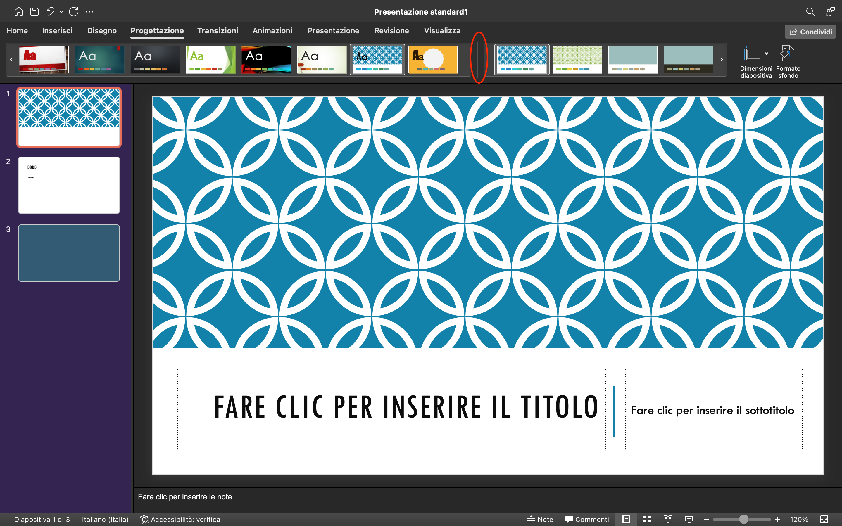 Template della slide in PowerPoint