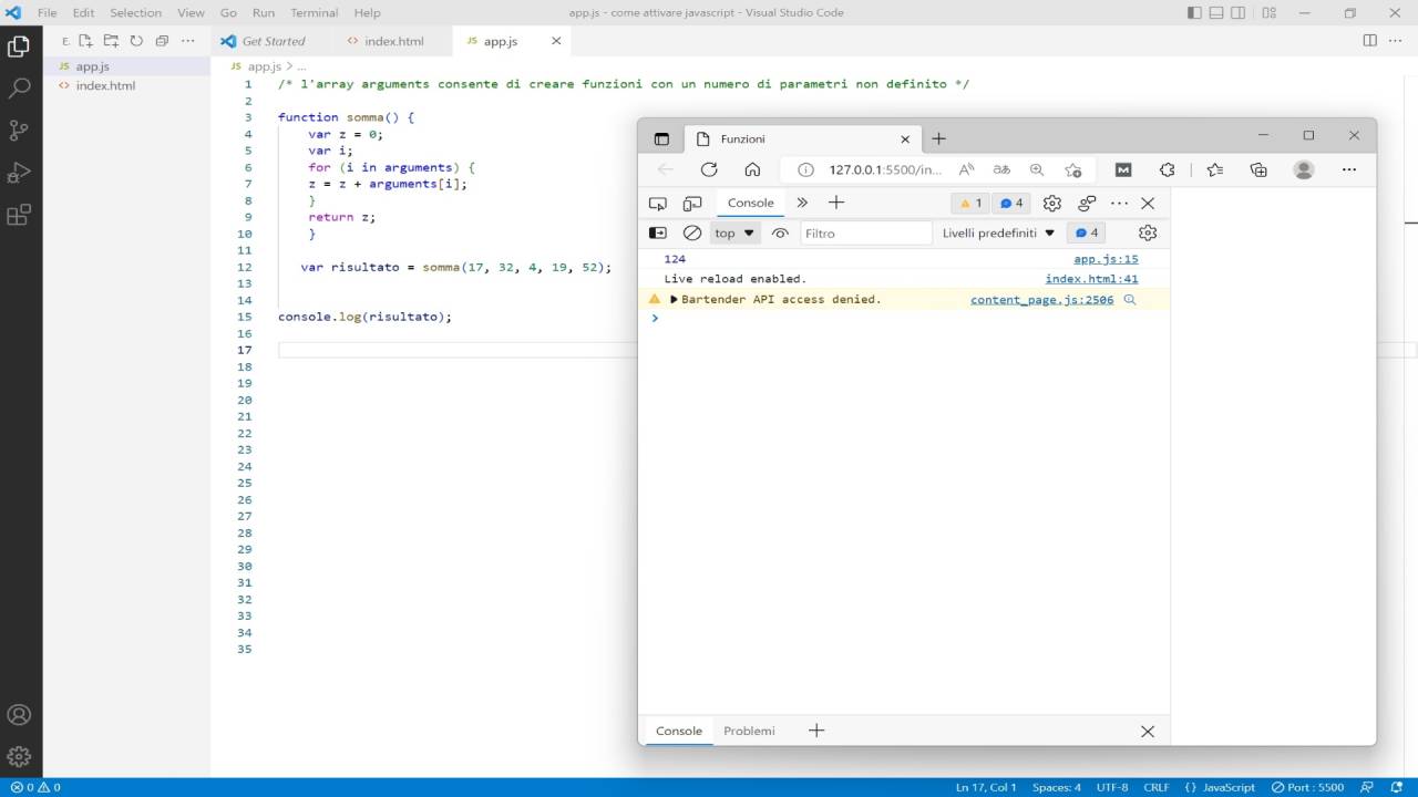 Funzioni javascript esempi