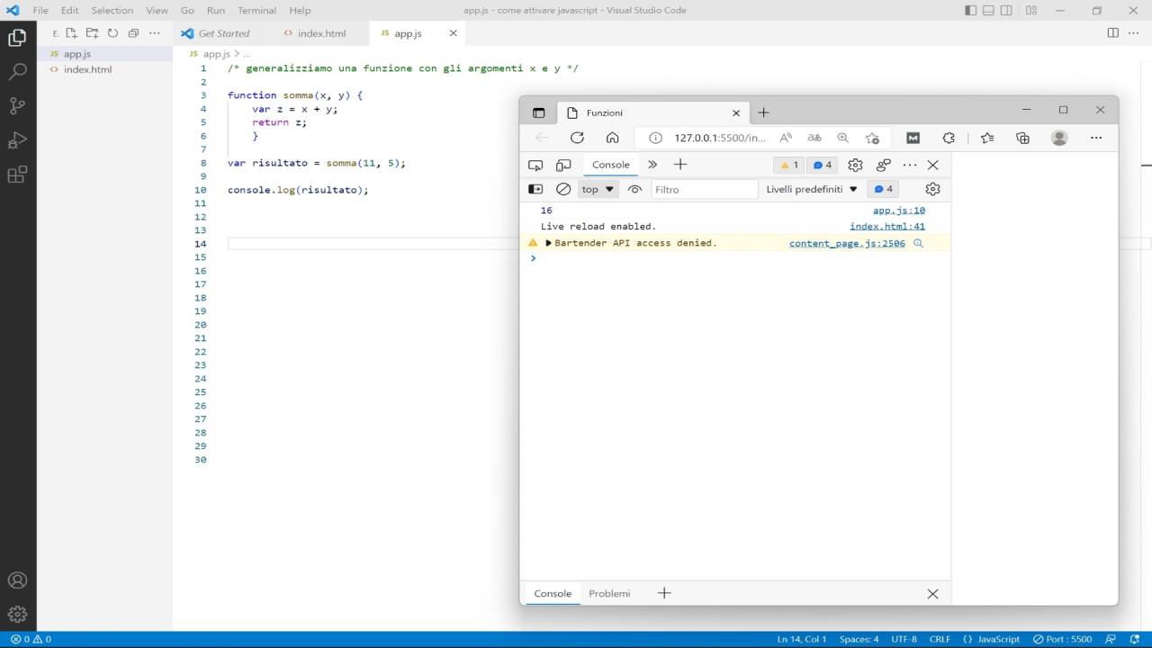 Javascript esempio lo scope