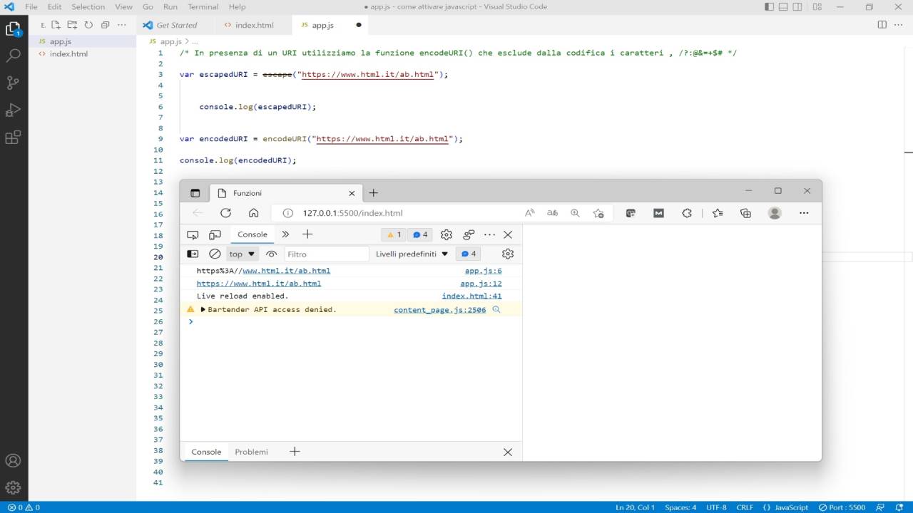 Funzioni predefinite javascript