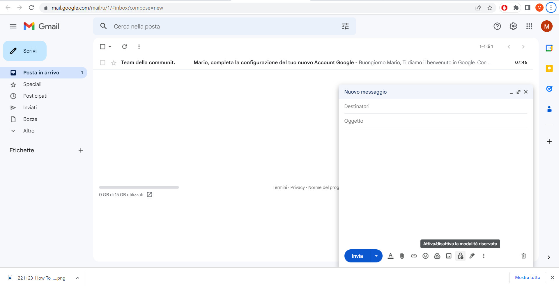 Inviare mail riservata da desktop gmail