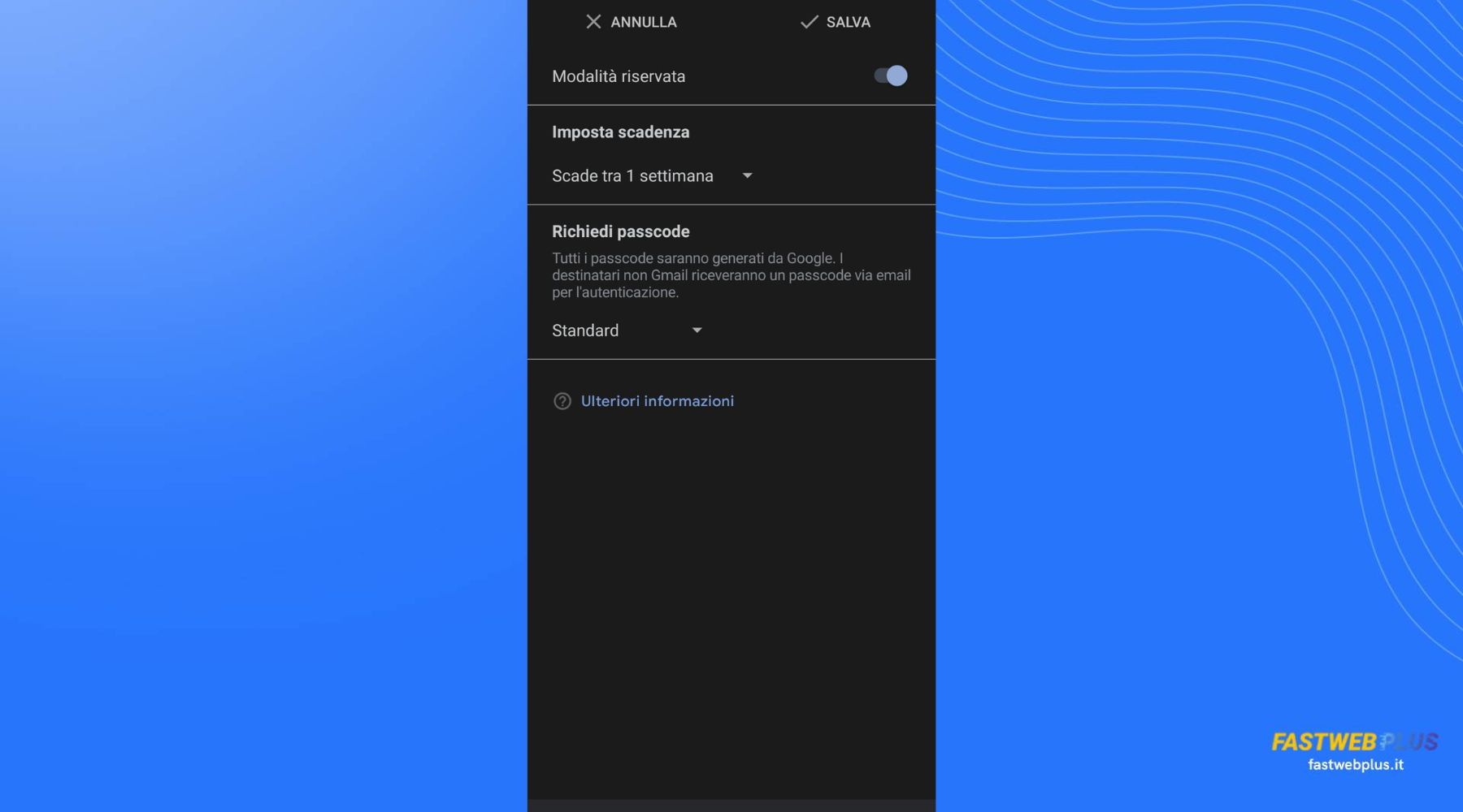 Impostazioni email riservata Gmail da mobile