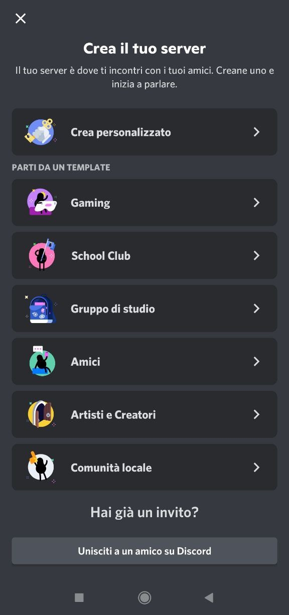 Come creare un server Discord da smartphone o tablet