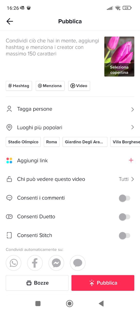 Salvare video TikTok nelle bozze