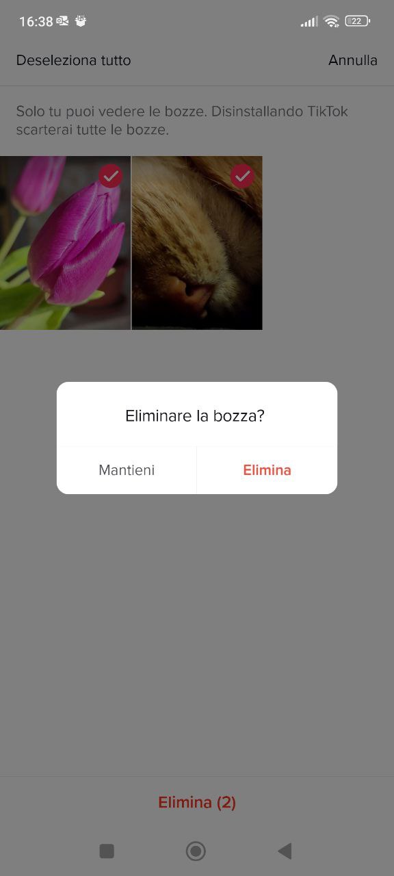 Eliminare tutte le bozze su TikTok