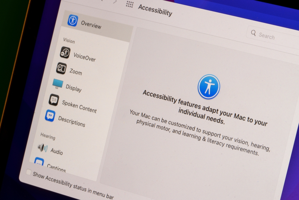 Sezione Accessibilità su imac