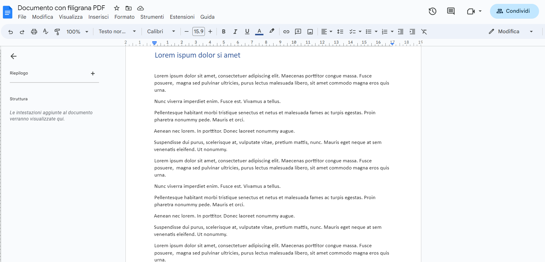 Rimozione filigrana da un PDF con Google Documenti Rimozione filigrana da un PDF con Google Documenti