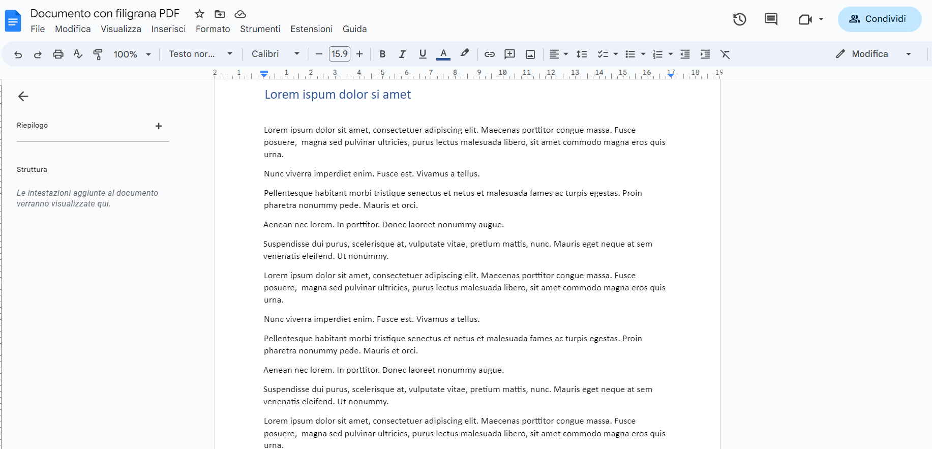Rimozione filigrana da un PDF con Google Documenti