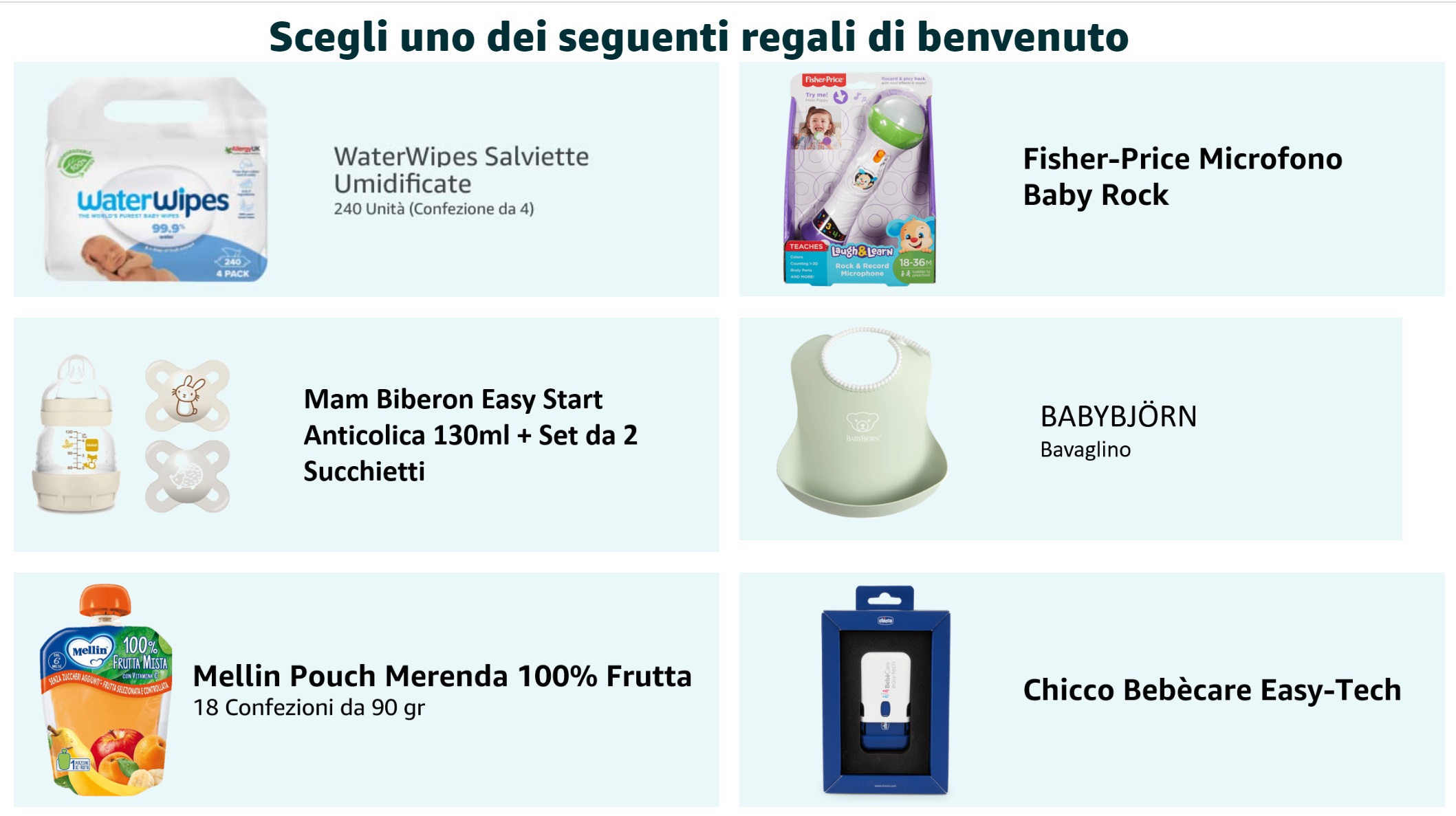 Regali di benvenuto su Amazon