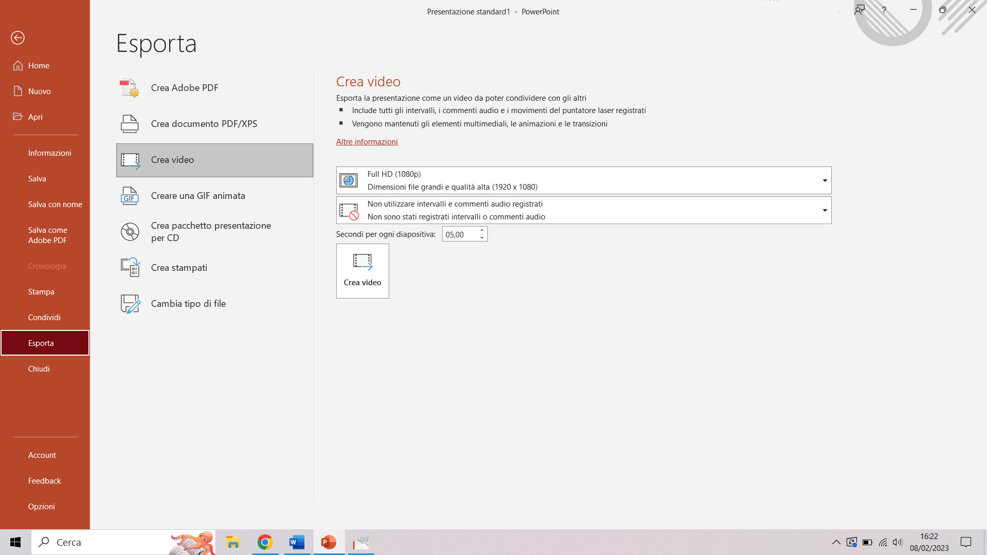  condividere una presentazione PowerPoint in MP4