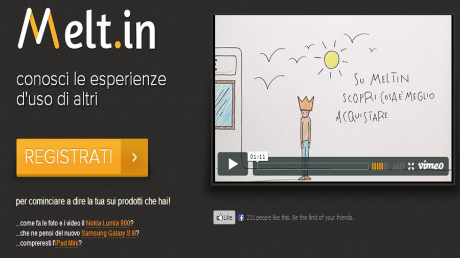 Homepage di Melt.in