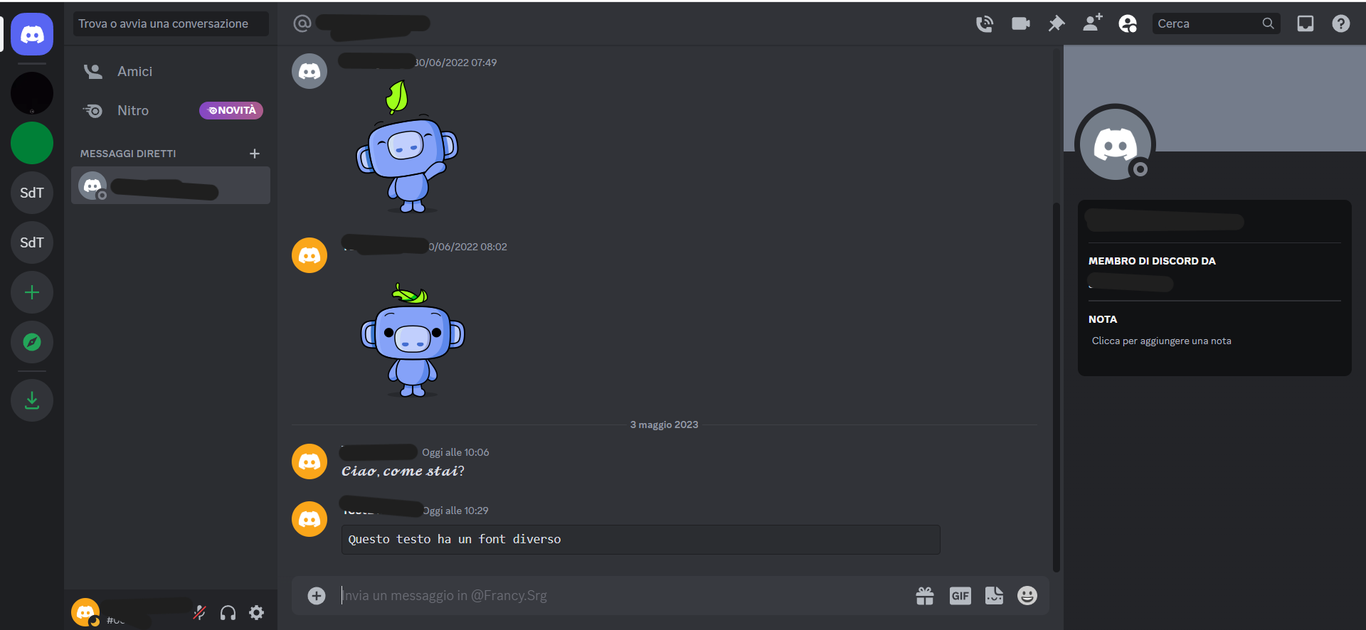 Discord font messaggi privati Discord font messaggi privati