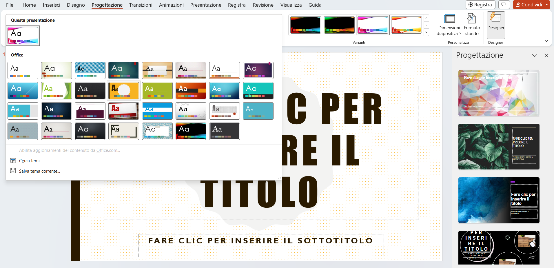 Applicare tema PowerPoint Applicare tema PowerPoint