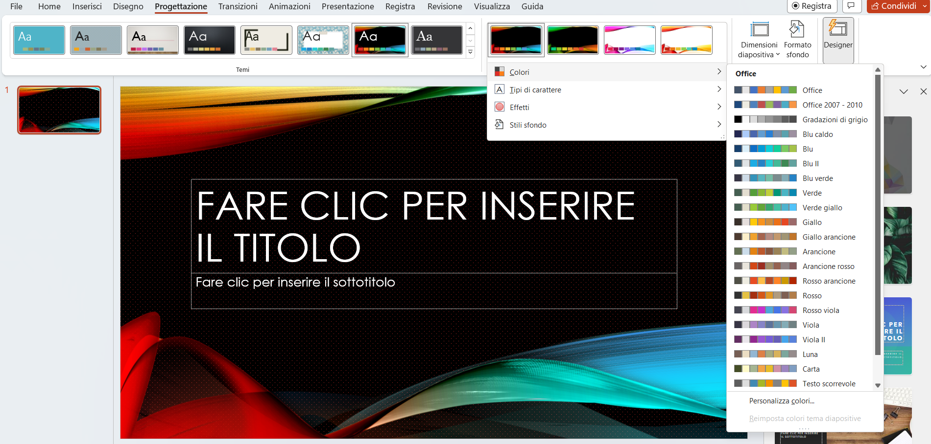 Varianti dei temi powerpoint Varianti dei temi powerpoint