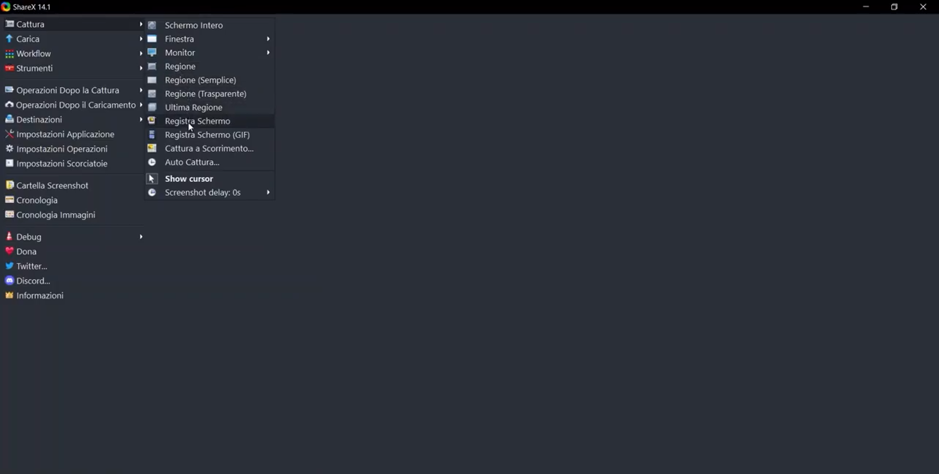 ShareX schermata principale ShareX schermata principale