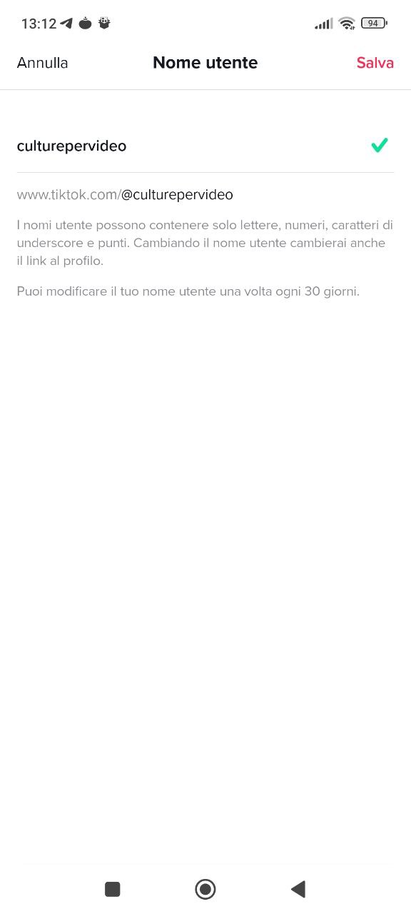 Cambiare nome utente TikTok