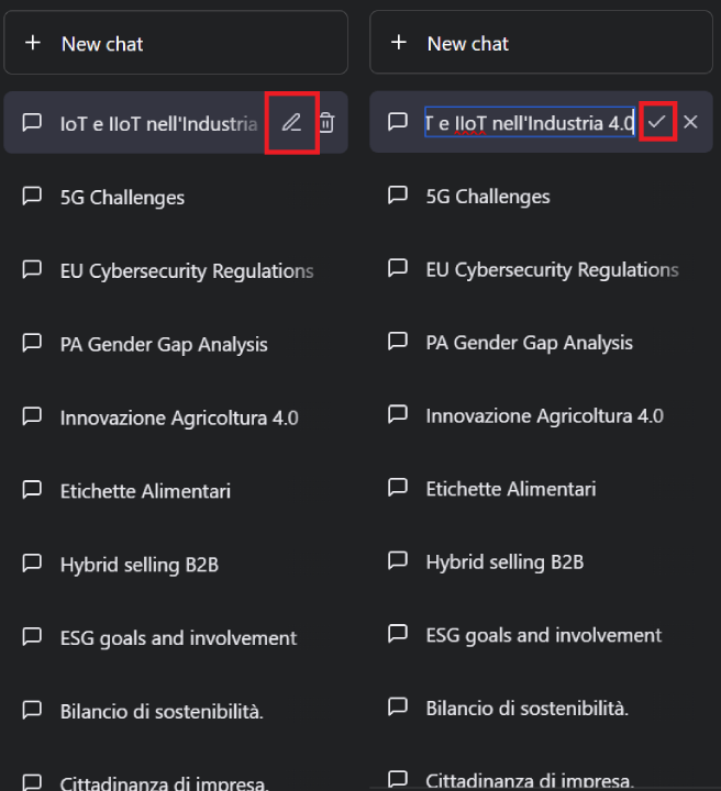 Modificare i titoli delle conversazioni Modificare i titoli delle conversazioni