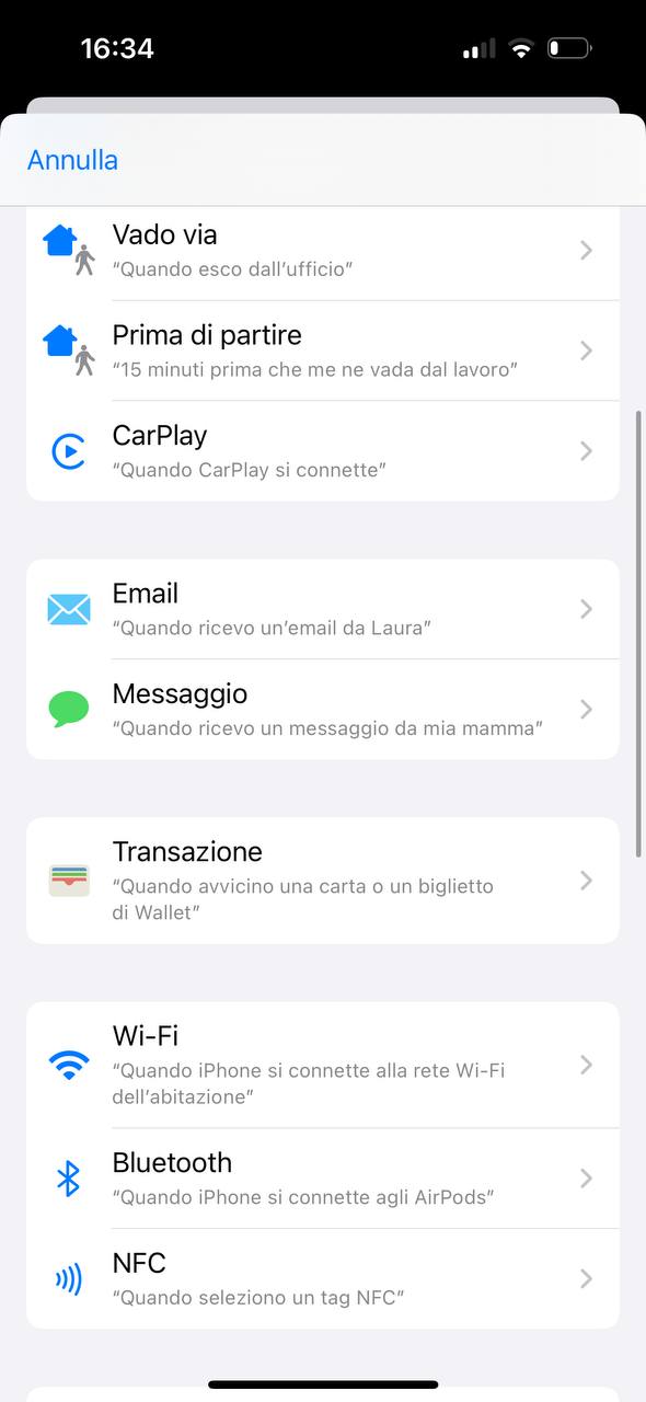 Attivazioni automazioni iPhone Attivazioni automazioni iPhone