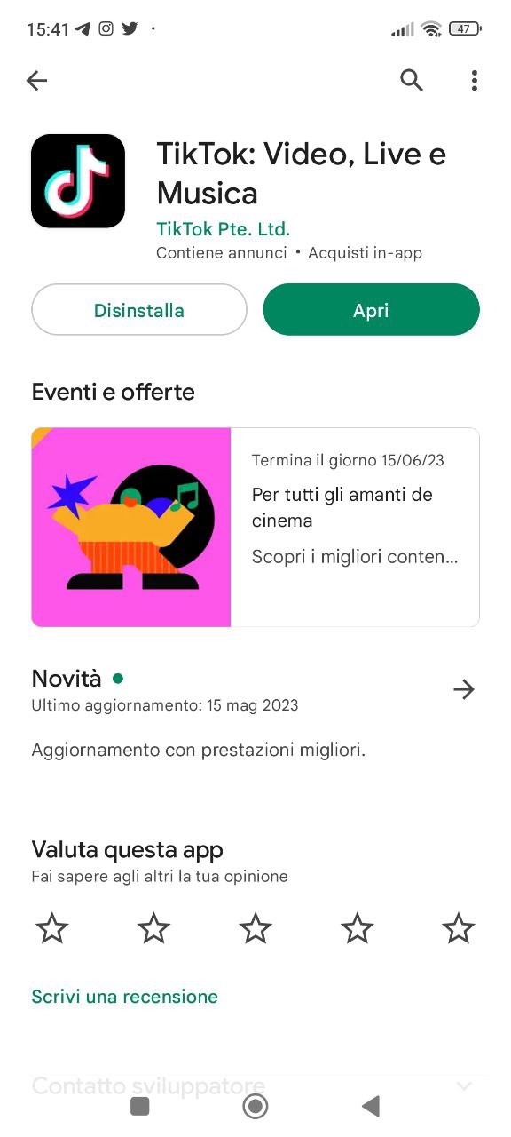 Aggiornare TikTok