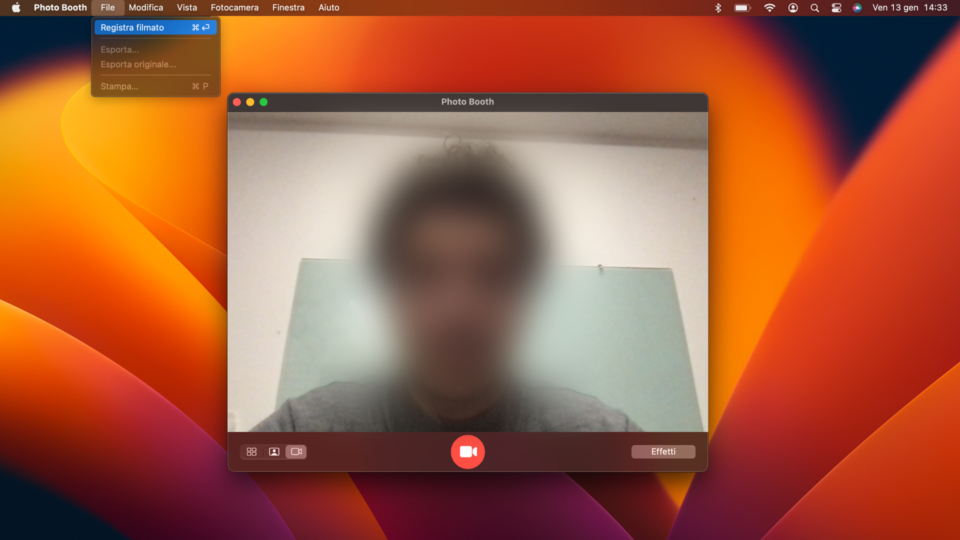 Registrare un video con la webcam di un Mac Registrare un video con la webcam di un Mac
