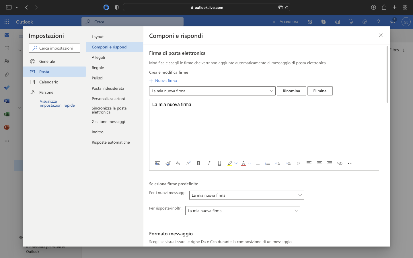 Schermata posta elettronica outlook Schermata posta elettronica outlook